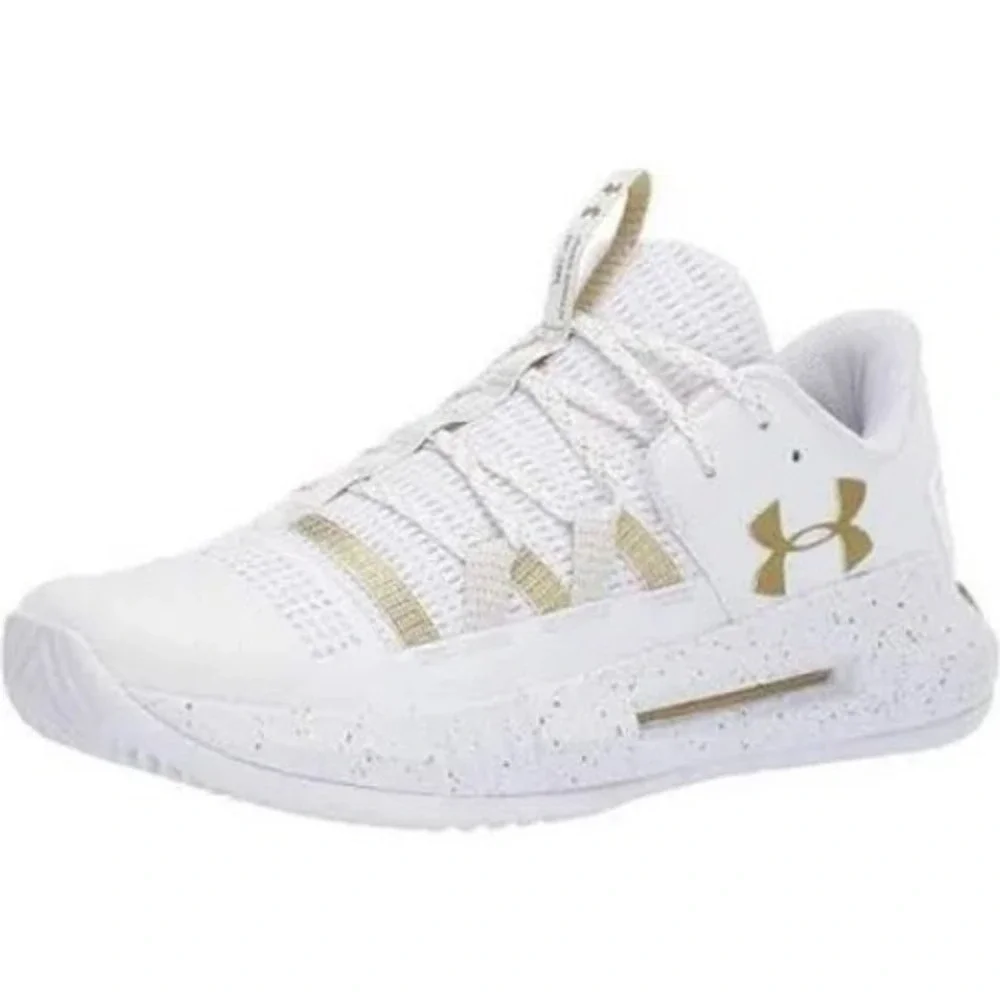 Under Armour HOVR Block City Women Size 8 White Gold Good Basketball Shoes